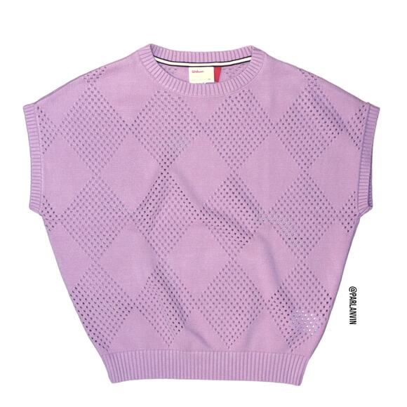 Wilson Mesh Argyle Sweater Vest Knit Vintage Pink Size Medium - Picture 5 of 14